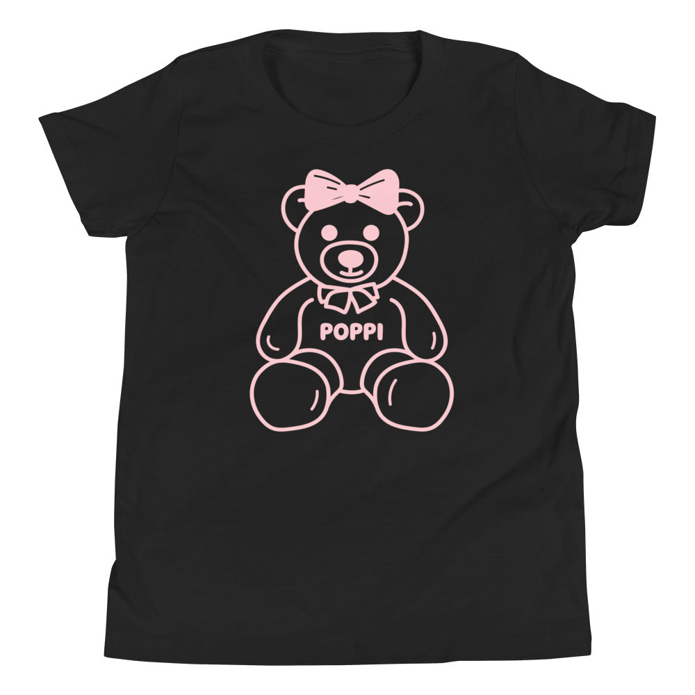 Custom Name Pink Bow Teddy Youth T-Shirt