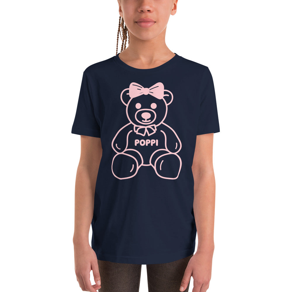 Custom Name Pink Bow Teddy Youth T-Shirt