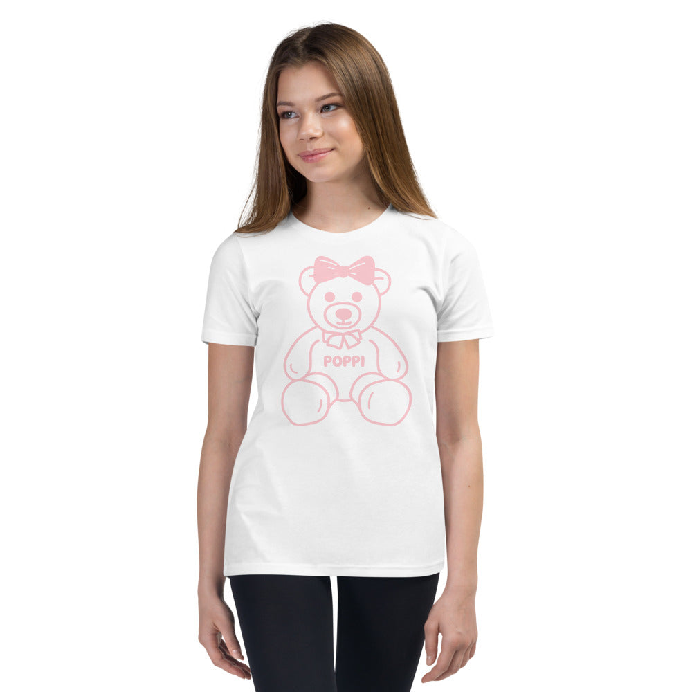 Custom Name Pink Bow Teddy Youth T-Shirt