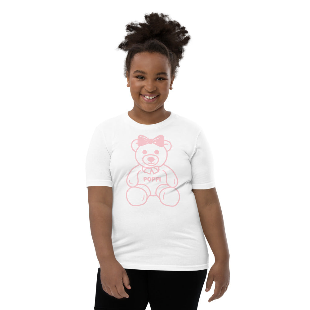 Custom Name Pink Bow Teddy Youth T-Shirt